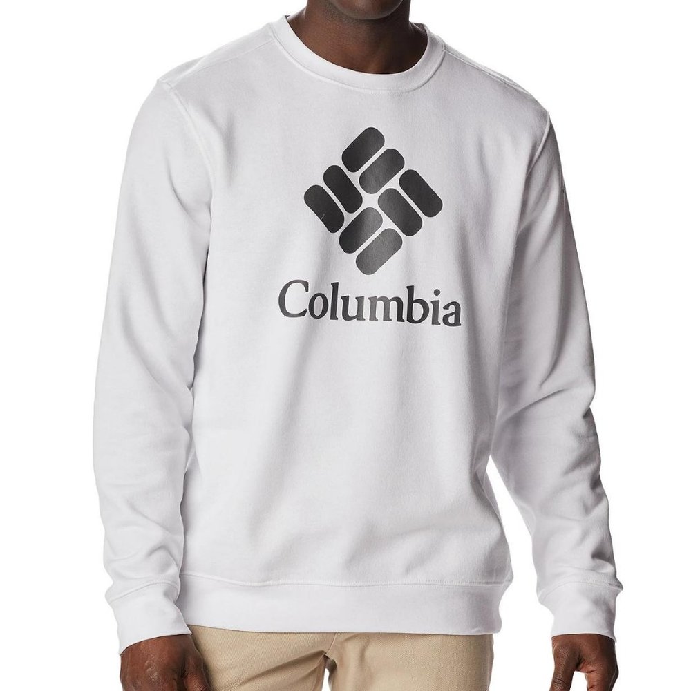 Columbia Gem Logo Trek Crew Sweatshirt Men's Pullover Sweat shirt - White
